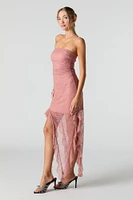 Floral Lace Asymmetrical Tube Dress