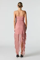 Floral Lace Asymmetrical Tube Dress