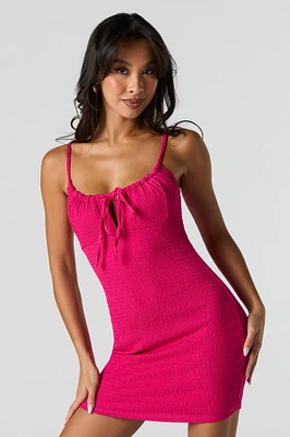 Textured Tie Front Mini Dress
