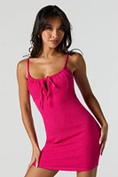 Textured Tie Front Mini Dress