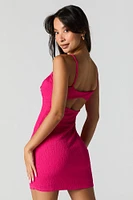 Textured Tie Front Mini Dress