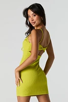Textured Tie Front Mini Dress