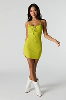 Textured Tie Front Mini Dress