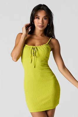 Textured Tie Front Mini Dress