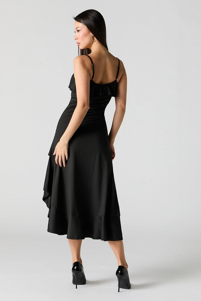 Ruffle Asymmetrical Midi Dress