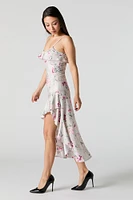 Robe midi asymétrique volantée