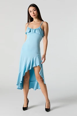 Ruffle Asymmetrical Midi Dress