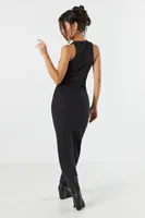 Ribbed High Neck Bodycon Midi Dress