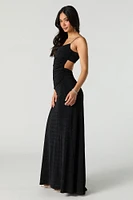 Sparkle Ruched Cut-Out Back Maxi Dress