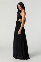 Sparkle Ruched Cut-Out Back Maxi Dress