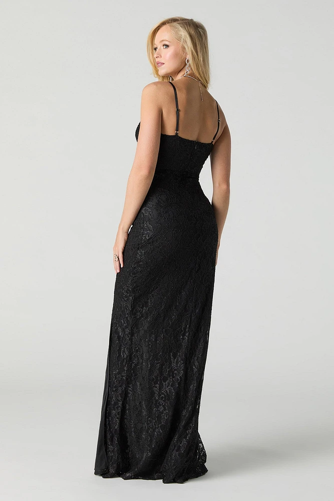 Sparkle Lace Maxi Wrap Dress