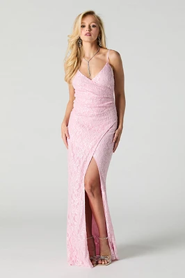 Sparkle Lace Maxi Wrap Dress