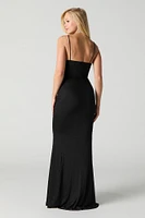 Sparkle Mesh Cowl Neck Maxi Dress