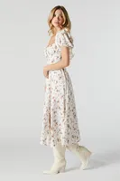 Floral Print Milkmaid Midi Dress
