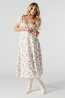 Floral Print Milkmaid Midi Dress