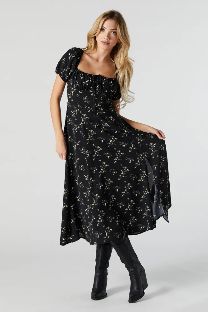 Milkmaid Floral Midi Dress