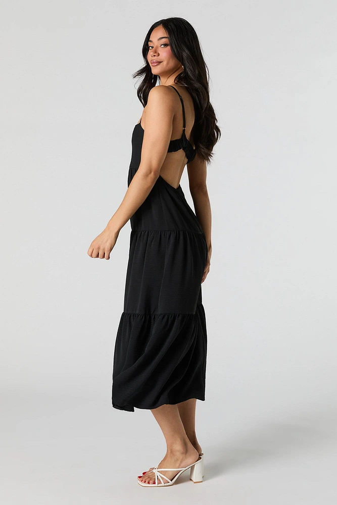 Cut-Out Back Tiered Midi Dress