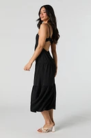 Cut-Out Back Tiered Midi Dress