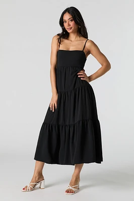 Cut-Out Back Tiered Midi Dress