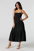Cut-Out Back Tiered Midi Dress
