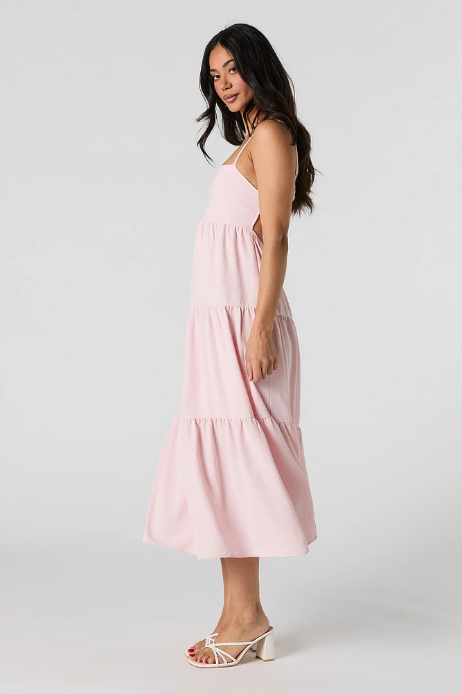 Cut-Out Back Tiered Midi Dress