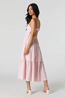 Cut-Out Back Tiered Midi Dress