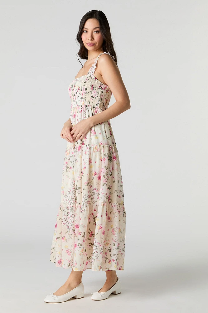 Chiffon Smocked Tiered Maxi Dress