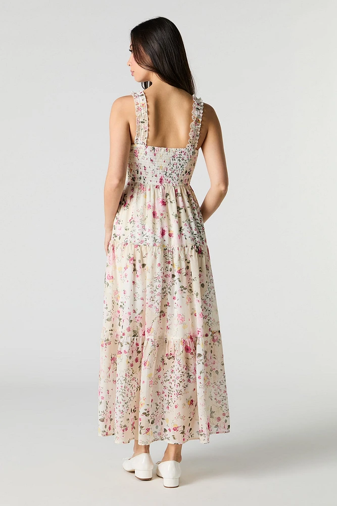 Chiffon Smocked Tiered Maxi Dress