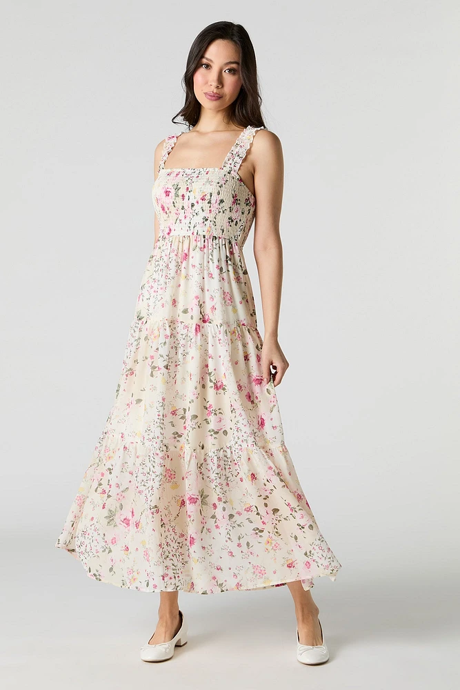 Chiffon Smocked Tiered Maxi Dress
