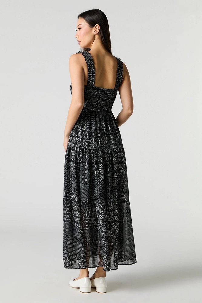 Chiffon Smocked Tiered Maxi Dress