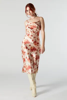 Floral Satin Slip Dress