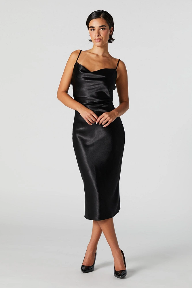 Solid Satin Slip Dress