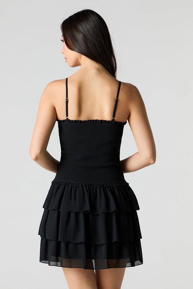 Minirobe volantée smockée