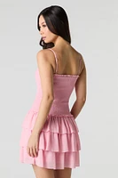 Smocked Ruffle Tiered Mini Dress