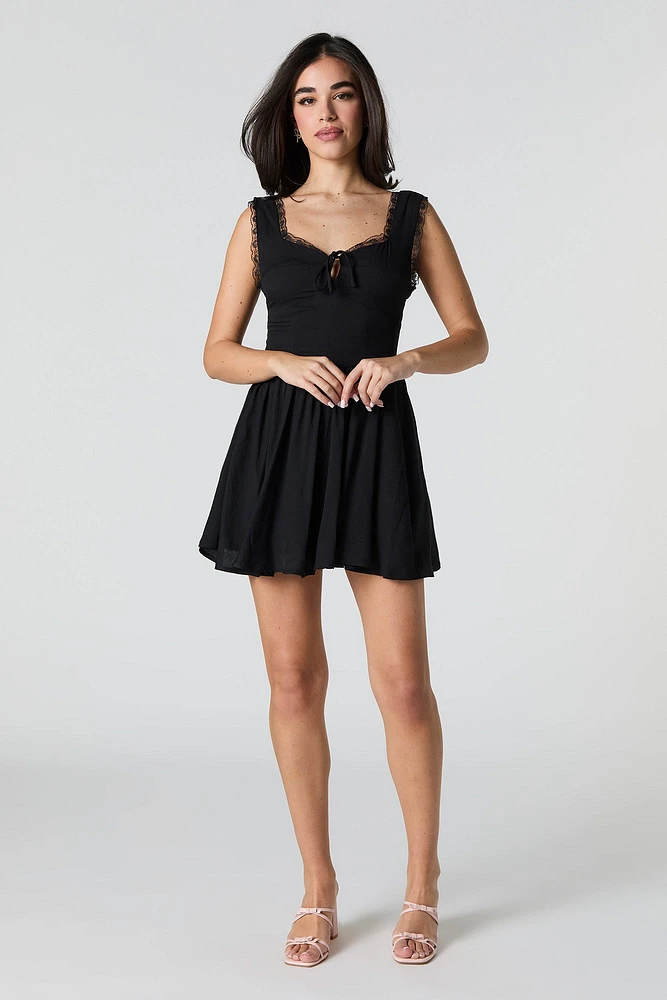 Lace Trim Mini Dress