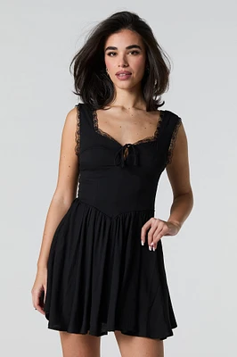 Lace Trim Mini Dress