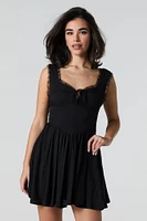 Lace Trim Mini Dress