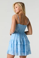 Crinkle Ruffle Tiered Mini Dress
