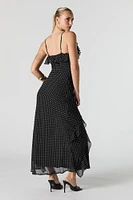 Chiffon Tiered Ruffled Slit Maxi Dress
