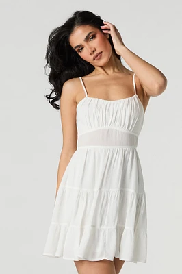 Flowy Tie Back Tiered Mini Dress