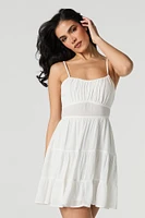 Flowy Tie Back Tiered Mini Dress