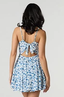 Flowy Tie Back Tiered Mini Dress