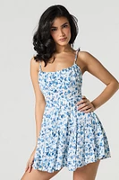 Flowy Tie Back Tiered Mini Dress