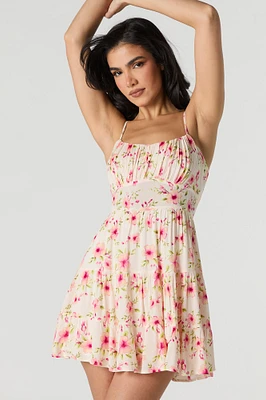 Flowy Tie Back Tiered Mini Dress