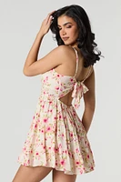 Flowy Tie Back Tiered Mini Dress
