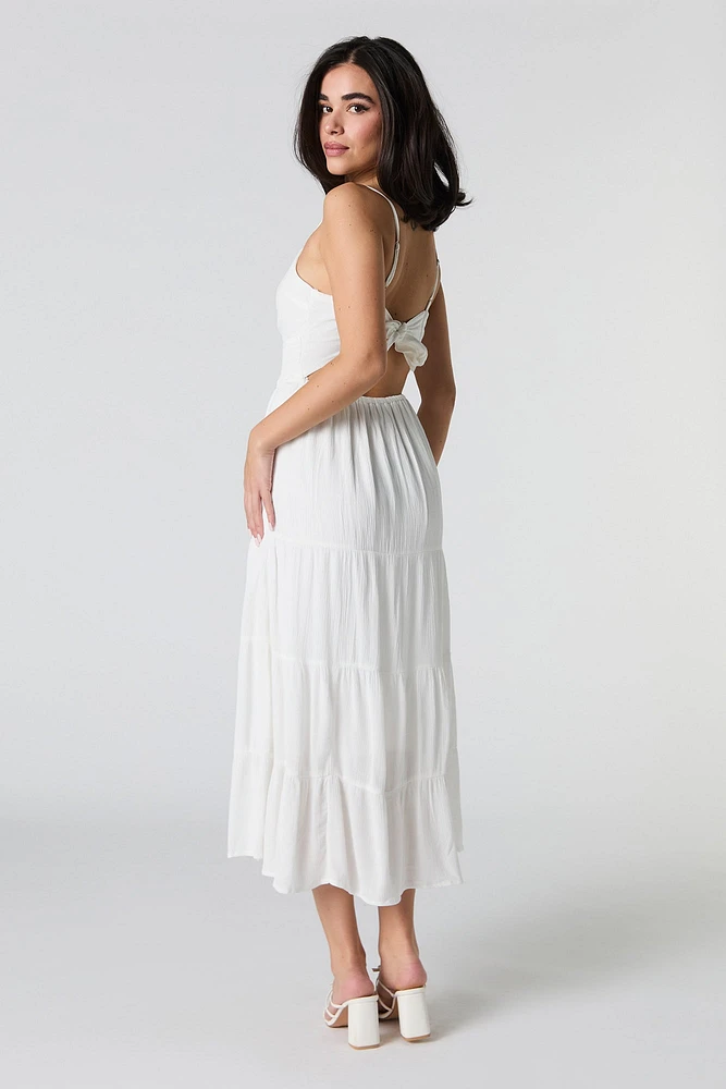 Robe midi avec attache au dos et décolleté en coeur