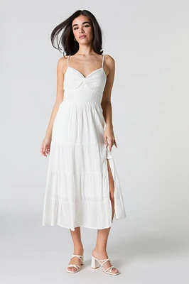 Robe midi avec attache au dos et décolleté en coeur