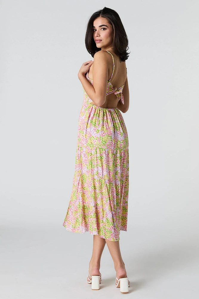 Sweetheart Tie Back Midi Dress