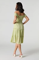 Off Shoulder Tiered Midi Dress