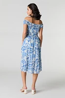 Off Shoulder Tiered Midi Dress